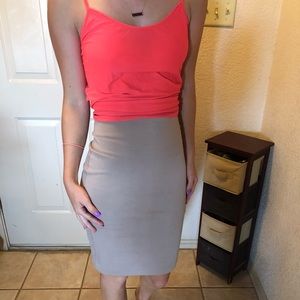 Tan pencil skirt